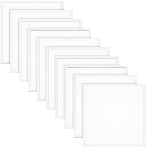 10x LED Panel 62x62cm 40W 6000K tageslichtweiß 4400lm 110 Lumen/Watt flimmerfrei blendfrei UGR<19 Einbau Rasterleuchte Einlegeleuchte Deckenleuchte Odenwalddecke OWA 620x620x35mm