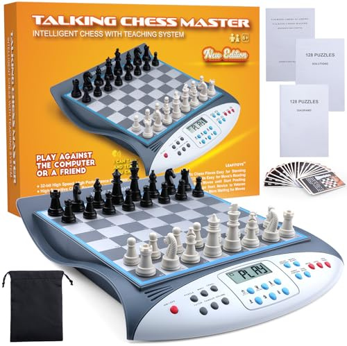 Talking Chess Master Electronic Chess Set with 2000 ELO Rating, Great for Brain Strategy Training, Strong Magnetic Chess Computer Game, 1-2 Player, Ideal Learning Gift for Kids Teenagers