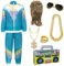 FORMIZON 80er Jahre Outfit Herren Damen, 8 in 1 Vokuhila Set mit Assi Perücke, 80er Outfit für Fasching Karneval, 80er Trainingsanzug mit Aufblasbares Radio, Sonnenbrille Dollar Ring Halskette (XXL)