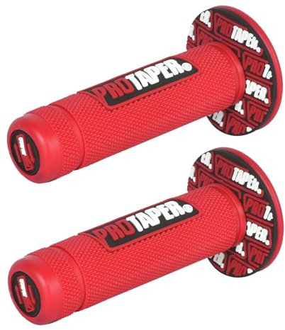 Universal Motorrad Lenkergriffe Griffe 22 mm - 24 mm für Roller Mopeds Hochwertige Anti-Rutsch Motorradgriffe hochwertige Gummi Griffe (Rot)