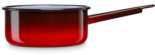 briebe Spis med mjölkkokning i emaljerat stål, 20 cm, glaserad vattenkokare 2,5 l med handtag, lämplig för induktion, keramisk spis, eld, gas, ugn, Ignea vintage röd