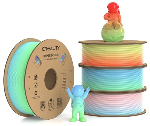 Creality Hyper PLA Filament 1.75mm, 30-600mm/s High Speed 3D Printer Filament, Dimensional Accuracy +/-0.02mm, Fit Most FDM 3D Printers, 4 Pack 1kg Spool(2.2lbs), Rainbow