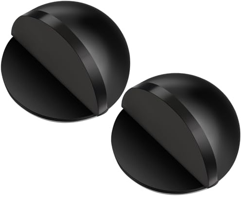 Hotop Selbstklebender Boden Türstopper Ovaler Türstopper aus Edelstahl Bodenmontierter Halbmond Form Wandschutz Polierter Türpuffer mit Kleber für Hartboden Glastür(Schwarz,2 Stk)