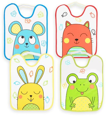 Ti TIN Pack 4 Baberos Bebé Impermeables 31x24 cm, 6-12 Meses