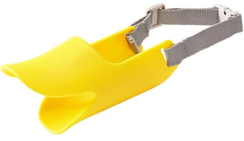 Bozal para perros medianos y pequeños, antimordeduras, forma de pico de pato, cubierta de bozal de silicona suave con correas ajustables, protección contra la alimentación del perro (amarillo)