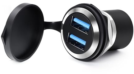 Duttek Acoplador de Montaje en Panel USB 3.0 Hembra a Hembra, Conector USB IP67 de Paso a través del Adaptador de extensión con Agua/Tapa Antipolvo, Compatible con Transferencia de Datos y Carga
