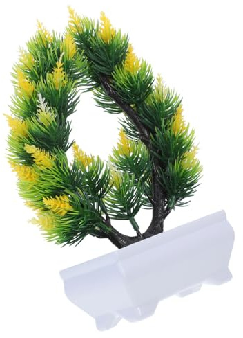 HEMOTON 2pcs Petits Bonsaï Artificiels en Pot Jaune en PVC et Écume Apparence Réaliste pour Décoration Intérieure et Espace de Vie