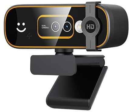 1080P 30FPS Webbkamera med Wins Hello, Webbkamera Ansiktsigenkänning med Privat Lock, inbyggd mikrofon med brusreducering, Autofokus Datorkamera, HD USB Webb Kamera