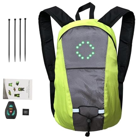 Générique Sac À Dos De Vélo Étanche, 15L Sac À Dos Réfléchissant Léger, Sacs Rechargeable USB Avec Clignotant De Sécurité Et Télécommande Pour Le Cyclisme, Le Camping, La Randonnée