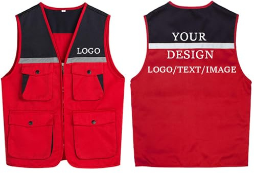 East-hai-buy Gilet con Logo Personalizzato, Abbigliamento da Lavoro Cappotto Multitasche da Uomo per Escursionismo Pesca Caccia Fotografia Color3,XL