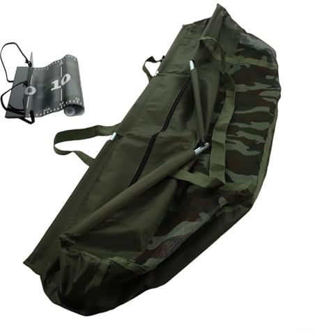 Honseadek Sac de pesée de pêche robuste, sac de transport pliable, matériau en tissu Oxford, résistant aux déchirures, règle de mesure imperméable pour poissons, design en forme de bateau