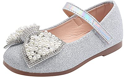 YIzdegg Flicka prinsesskor – Mary Jane-skor med fjärilsballerina, glitter, platta skor, fest, flickskor, festliga dopskor, bröllop, kostym, skor för småbarn, barn