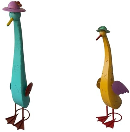 Whtkoph 2 Pezzi Anatre Ornamentali Statue da Giardino Figure Anatre Decorazione Tavolo Ferro Resistenti Adatto per Casa Giardino Stagno