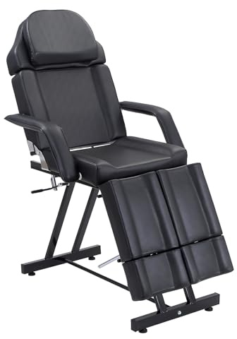 Panana Beauty Salon Massage Table 3 Section Adjustable Couch Recliner Chair Treatment Tattoo Facial SPA Massaging Bed Table (Black)