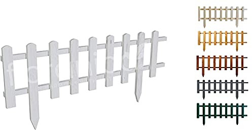 Floranica Beeteinfassung Steckzaun Zierzaun 30 cm x 100 cm Weiß Gartenzaun aus Holz Dekozaun Lattenzaun Rasenkante imprägniert Umzäunung für Garten Wege Beeten