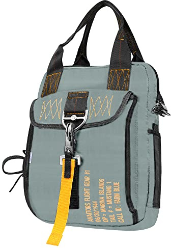 Farm Blue Pilots Flight Gear Bag Parachute Style Helmet Crossbody Sling Gear Bag- F-15 Grey