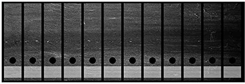 Wallario Ordnerrücken Sticker Dunkler schwarzer Stein - Muster - Steinoptik - Rückenschilder für 12 breite Ordner, Klebeetiketten