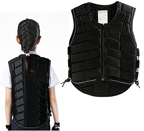 FHUILI Sicherheits-Reitweste, atmungsaktives Reitzubehör Körperschutz mit verstellbarem Bungee-Schnur und Reißverschluss für Kinder Erwachsene, Reitsport (große Größe)