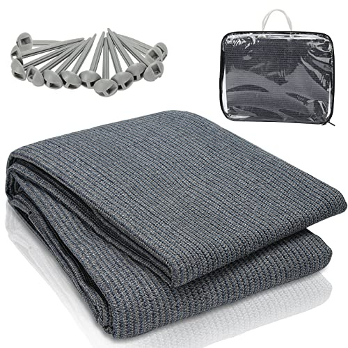 Tubiaz tapis pour auvent, tapis de tente respirant antidérapant lavable, 12 trous, 13 piquets, 300 x 400 cm Gris bleu