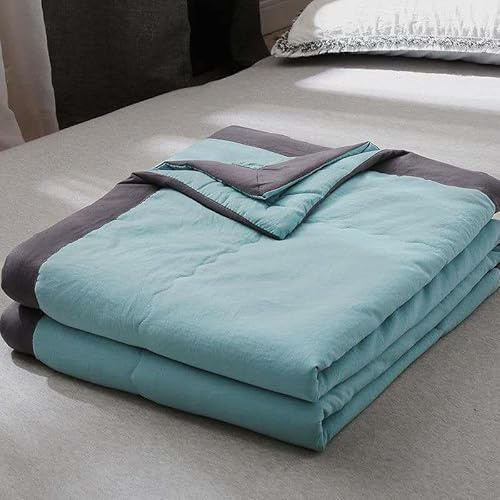 KYKHT Couette toutes saisons - 140 x 200 cm - En mélange de coton - Douce et agréable - Chaude - Lavable en machine, Vert