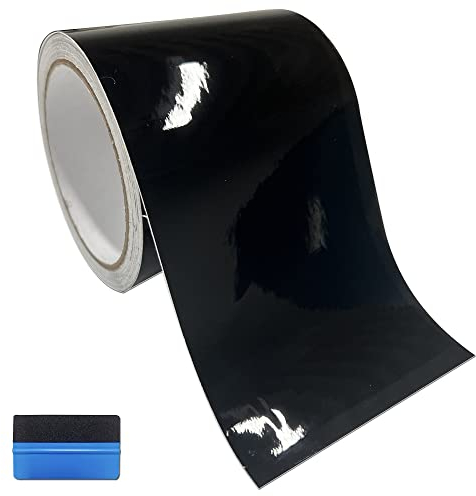 NewL Gloss Black Vinyl Wrap Tape 10cm x 900cm Air-Release Adhesive Vinyl Wrap for Cars Anti-Scratch Car Door Sill Protector Car Sill Protectors Strips