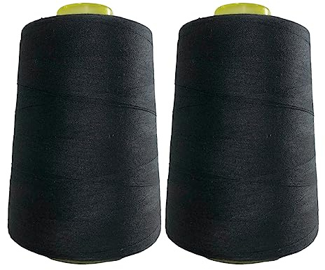 JYC CREATIVE 2 rullar för sygarn, 40/s, kraftiga sytillbehör, trådspole för sömnad, olika färger, hantverk, kläder 2 stycken, svart 332-5000Y)