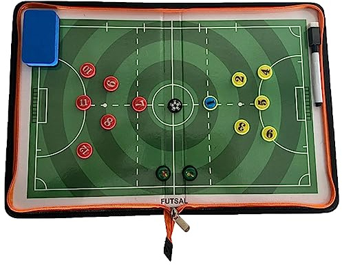 SIDID Professionale Kit Allenatore Calcio a 5 Portatile Lavagna Magnetica Calcio Futsal Cartellina Tattica Magnetica Pieghevole, con Pennarelli for Giocatori e Penna