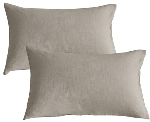 Double Gauze Kissenbezug 40x80 cm 2er aus 100% Baumwolle - Traumhaft weiche (Taupe, 40x80cm)