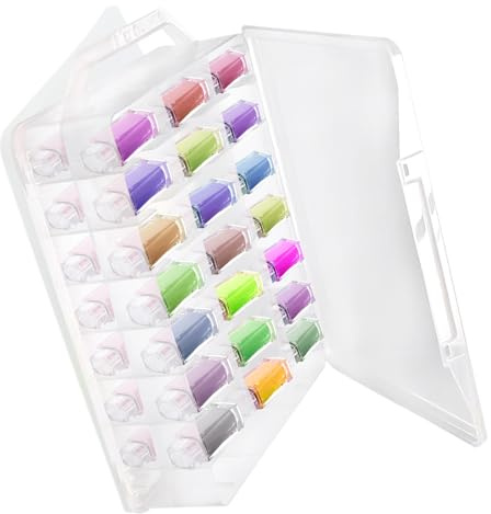 HOMURY Caja de Almacenamiento para Hilo de Coser Con Asa - 46 Compartimentos para Piezas Pequeñas, Bobinas, Tela y Bordado - Recipiente de Plástico