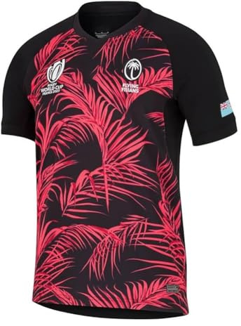 Coupe du Monde 2023 RWC Fidji, Maillot de Rugby, Maillot de Football d'entraînement for Hommes(Noir,M)