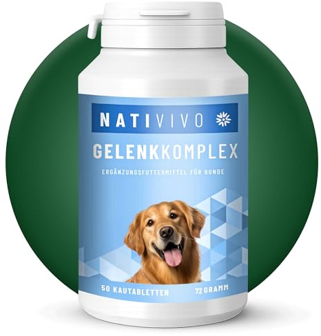 NATIVIVO Gelenktabletten Hund - Grünlippmuschel Hund - Gelenkkomplex Vital Rezeptur mit Weihrauch Teufelskralle & MSM - Grünlippmuschel Kapseln - Unterstützt Gelenke & Beweglichkeit Made in Germany