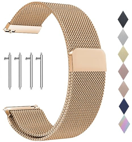 PDSQL Cinturino per orologio in maglia di acciaio inossidabile, bracciale sostitutivo in metallo con chiusura magnetica Smartwatch Cinturino sostitutivo per orologio a sgancio rapido per donna e uomo
