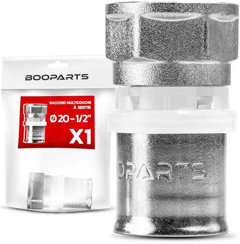BOOPARTS – Raccordo Diritto Femmina a Pressare Ø20 mm x 1/2 per Tubo Multistrato | Profilo TH | Raccordo in Ottone Nichelato | 1 Pezzo