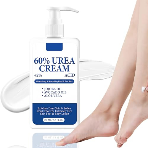 Urea Creme 60 Prozent - 150 Ml Fußcreme Für Sehr Trockene Füße - Handcreme Rissige Hände - Feuchtigkeitsspendend, Hornhautentferner Nährt Urea Fusscreme für Damen und Herren Körperpflege