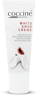 Coccine - Crema Scarpe Bianca, White Shoe Creme, Lucido Scarpe in Pelle, Lucida da Ginnastica, Sportive da Ginnastica Pulite e Bianche, Cura Delle Sneakers - 75 ml, Bianco
