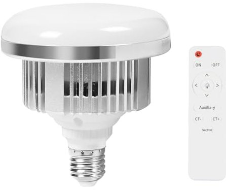 Ohulelks Bombillas LED para Iluminación Fotográfica de 85 W, Base E27, Lámpara con Control Remoto, Luz Diurna Regulable para Softbox de Estudio Fotográfico.