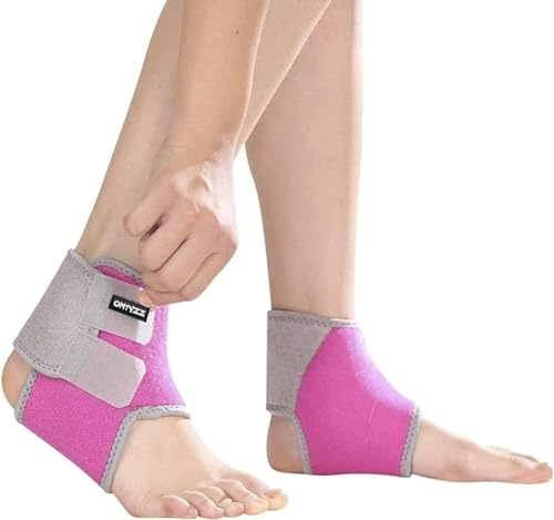 ONT Barn ankelbandage 1 par justerbar ankelstöd skydd elastiskt barn ankelstöd för fotboll basket cykling löpning dans ankelskydd rosa/S