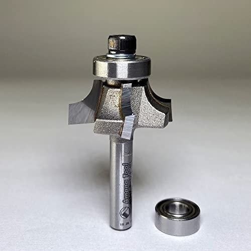 Amana Tool 49547 Carbide Tipped 4 Flute Corner Rounding/Beading 1/4 R x 1-1/8 D x 7/16 CH x 1/4 Inch SHK w/Lower Ball Bearing Router Bit