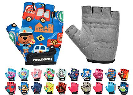 meteor Guanti da Ciclismo da Bambino con Corto Mezze Dita - Guanti da Ciclista per Bambini - Sicurezza Accessori - Mano Protect