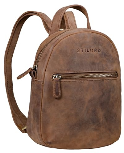 STILORD Lola Mini Daypack Damen Lederrucksack Cityrucksack Kleiner Tagesrucksack Rucksack Tasche für Frauen XS Stadtrucksack aus Echtem Leder Farbe:mittel - braun