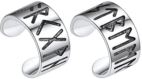 Cuff Earrings for Women Sterling Silver Norse Viking Rune Jewelry Tiny Adjustable Ear Cuffs for Male