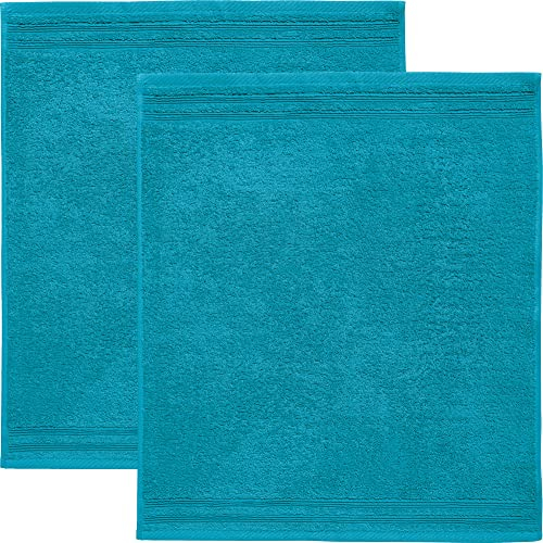 Erwin Müller Geschirrtuch Frottier petrol Größe 50x50 cm, Küchentuch, Küchen-Handtuch 2er-Pack - strapazierstark, hohe Saugkraft, 100% Baumwolle, mit Schlaufe