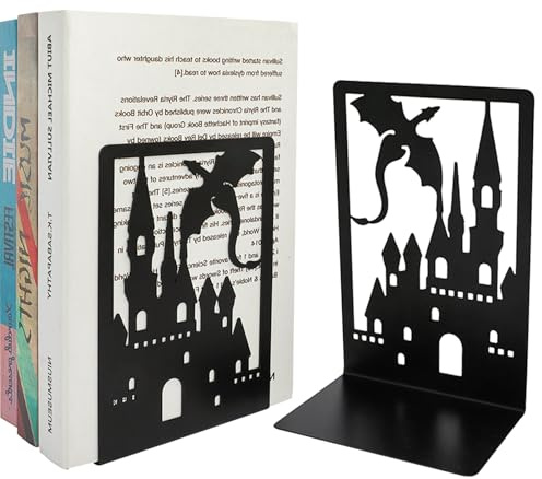 Fermalibri Reggilibri da Mensola Metallo-Fermalibro Nero per Casa, Ufficio, Scuola, Biblioteca, Bambini (1 Coppia)