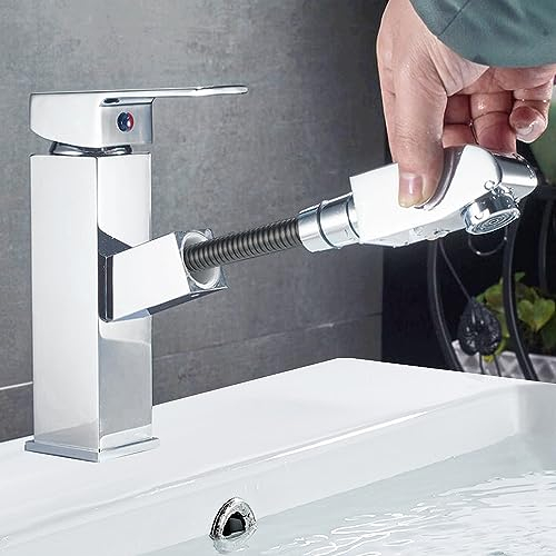 Robinet salle bain douchette acier inox levier unique eau chaude et froide avec 2 tuyaux inclus mitigeur salle de bain douchette mitigeur lavabo douchette robinet lavabo douchette