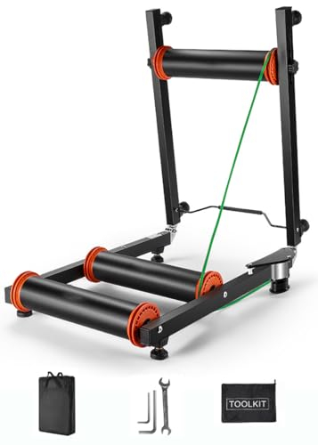 Rollentrainer für Fahrräder, klappbarer Fahrradtrainer für Indoor-Übungen, Fahrradfahrplattform, Mountainbike-Rollen aus Aluminiumlegierung in Luftfahrtqualität, Härtegrad 14, trag