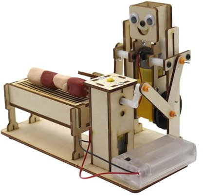 jlceh Juego de Parrilla para Barbacoa para niños,Juego de Parrilla para niños pequeños | Divertido Juguete de ensamblaje de Robot de Madera, Juego de Cocina para niños,Proyecto de Ciencia de Madera