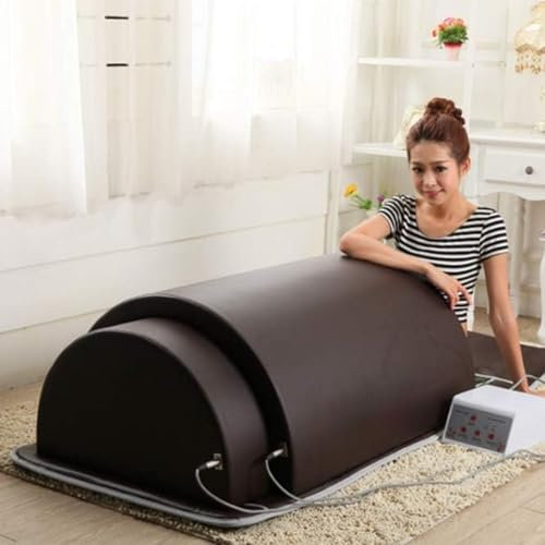 DDZJTPP Sauna a Infrarossi a Cupola Far | Preriscaldamento in 5 Minuti | Potenza 1200w/220v | Sauna a Infrarossi per Una Persona | Sauna Asciutta Portatile | Sauna Domestica,Brown
