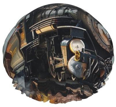 Bonnet de douche double couche imprimé train à vapeur, bonnet de douche réutilisable pour femme