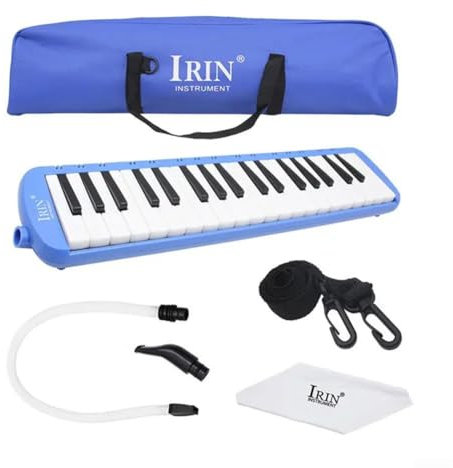 Yuanpgky Melodica, Mundharmonika für Kinder, 37 Tasten, Melodika-Instrument, tragbar, 37 Klaviertasten, Melodica mit Tragetasche für Studenten, mit kurzen und langen Mundstücken (blau)