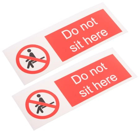 MUCKLILY Autocollants de Sécurité Pvc 150x50 Mm Lot de 2 Panneau D'avertissement Auto-adhésif Autocollants Ne Pas S'asseoir Rappelant la Prudence pour Bureau et École